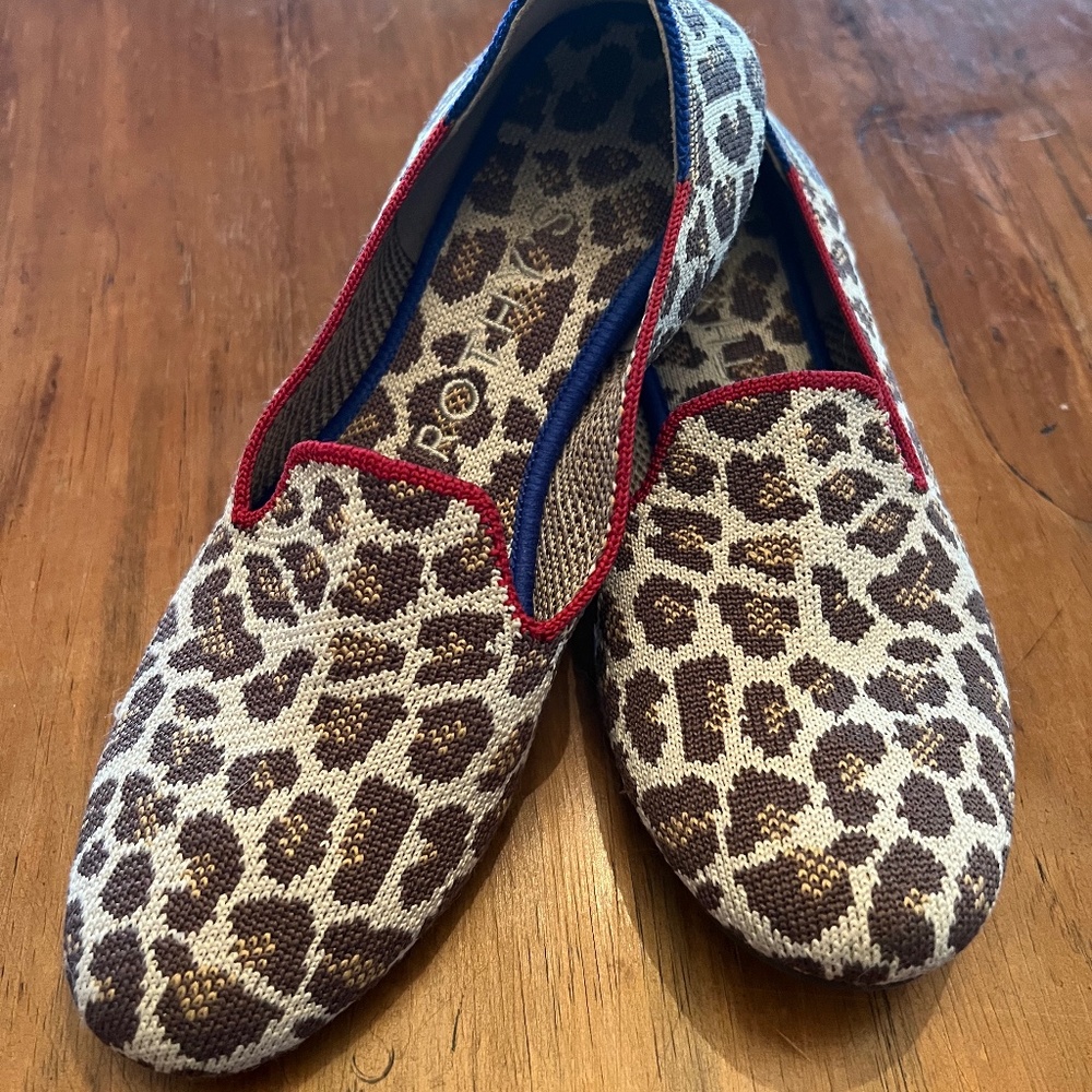 Rothy’s Womens’s Mocha Spot Animal Print Loafers Size 7